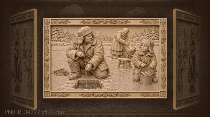 Winter fishing with a grandson 3d STL model