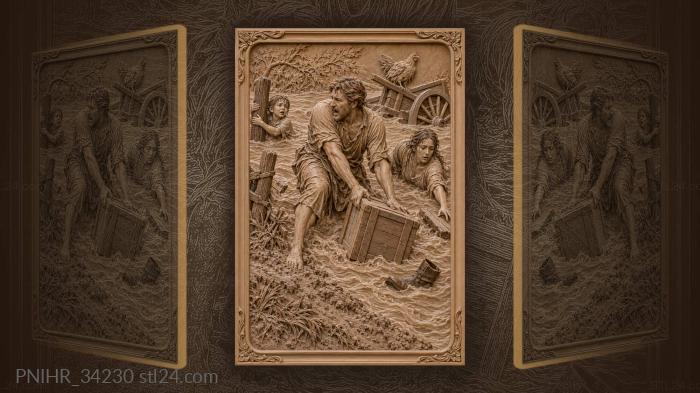 Father saves children from flood 3d STL model