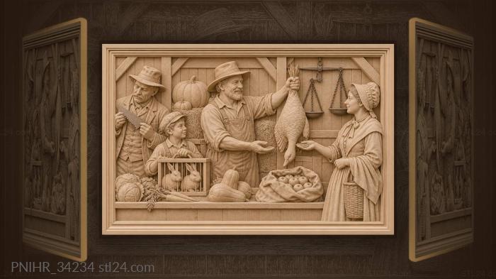 Farmer selling a goose at market 3d STL model