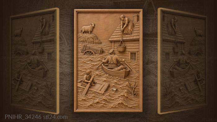 Rescuing villagers during the flood 3d STL model