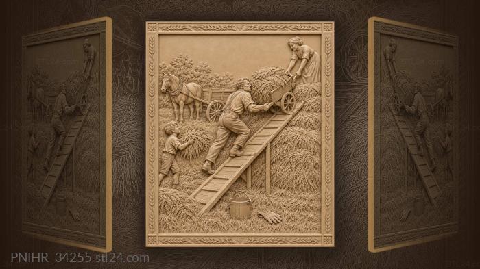 Farmers raise haystack along the ramp 3d STL model