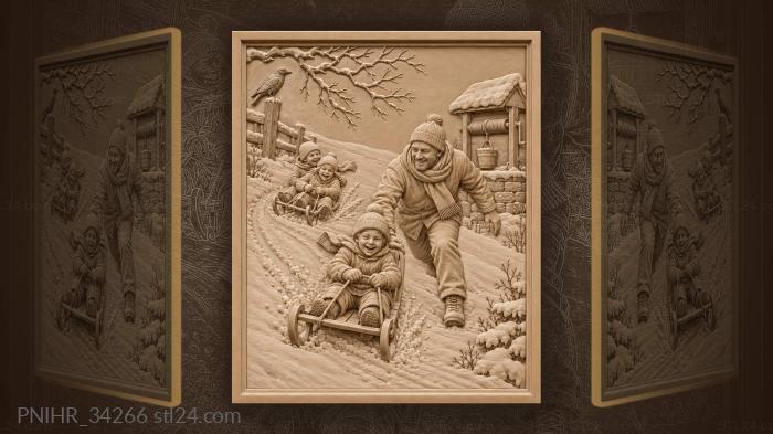 Snowy well at the bottom of the slope 3d STL model