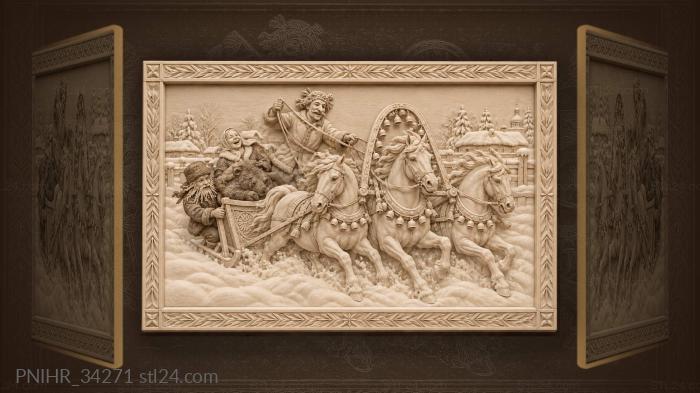 Winter troika merriment snowy road 3d STL model