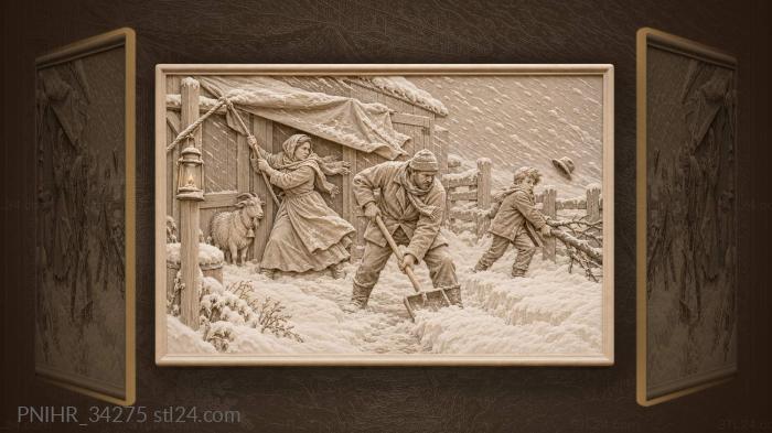 Winter farm snowstorm struggle hardship 3d STL model