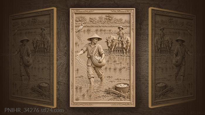 Farmer liming a flooded field 3d STL model