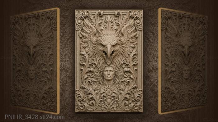 Crying eagle above a regal figure 3d STL model