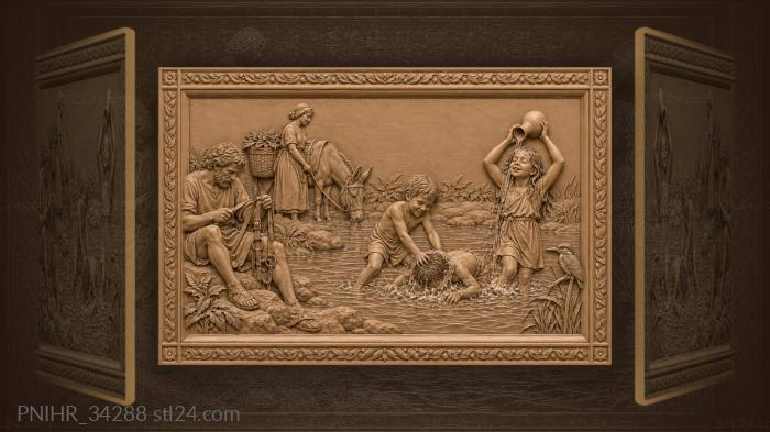 Children playing by the river 3d STL model
