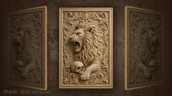 A skull at the paws amid acanthus 3d STL model