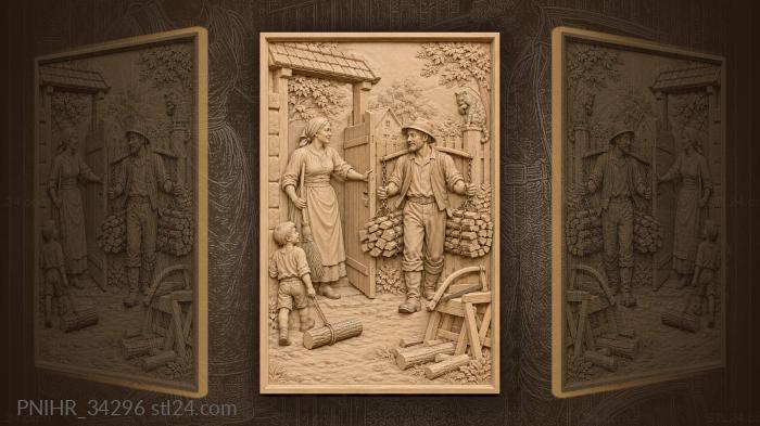 Returning home with winter wood 3d STL model
