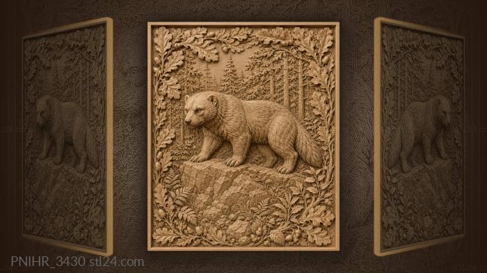 Wolverine among rocks and forest 3d STL model