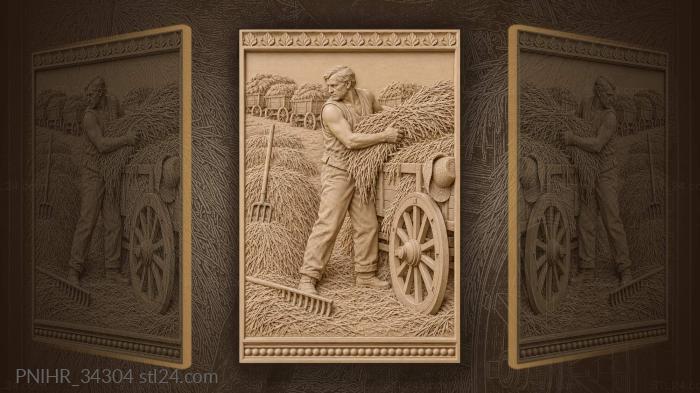 Hay harvest farmer stacking cart 3d STL model