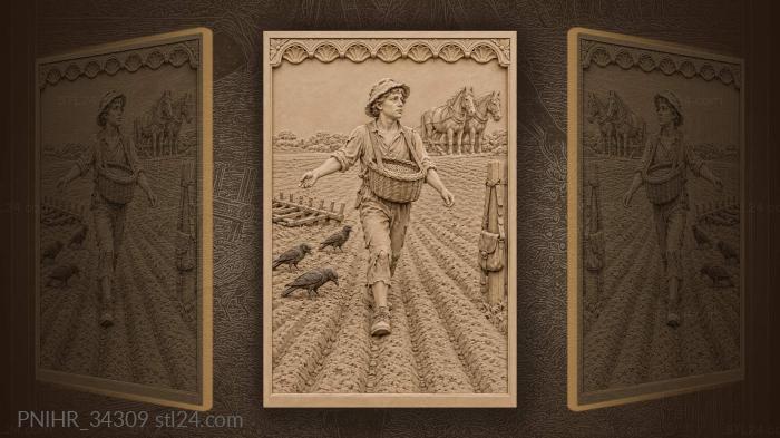 Sower with horses and crows 3d STL model