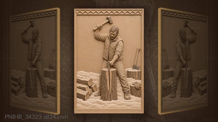Splitter drives wedge through snowy log 3d STL model
