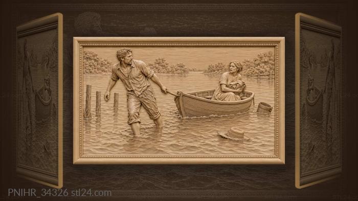 Flooded road man and woman 3d STL model