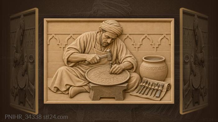 Moroccan craftsman forging brass spiral 3d STL model