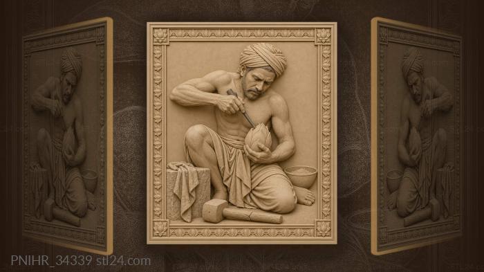 Lotus bud coaxed out of sandstone 3d STL model