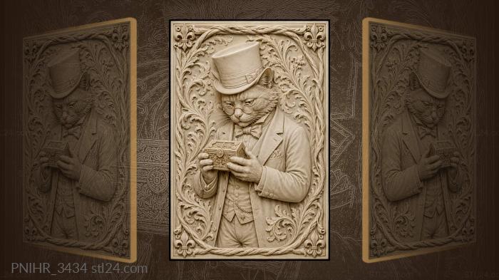 Aristocratic cat with mysterious box 3d STL model
