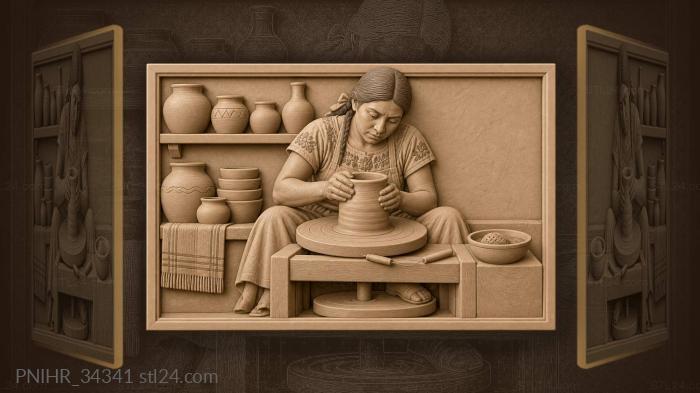 Potter at work shaping clay 3d STL model