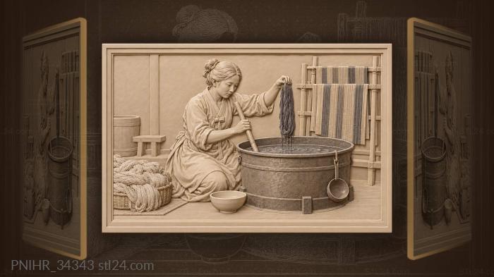 Korean dyer checking indigo silk 3d STL model