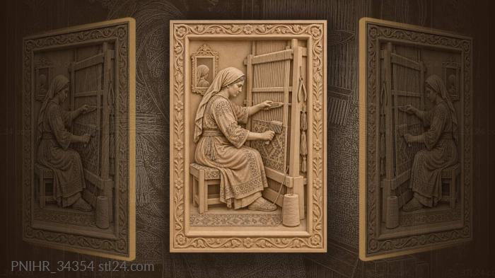 Weaver at work colorful turkish rug 3d STL model