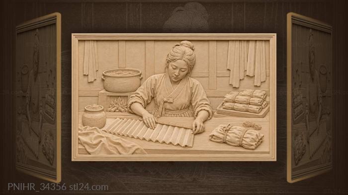 Korean silk folding dyeing process 3d STL model