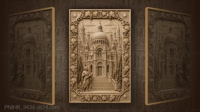Domed palace surrounded by spires 3d STL model