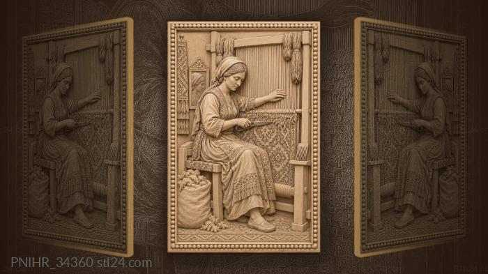 Weaver trimming carpet pile carefully 3d STL model