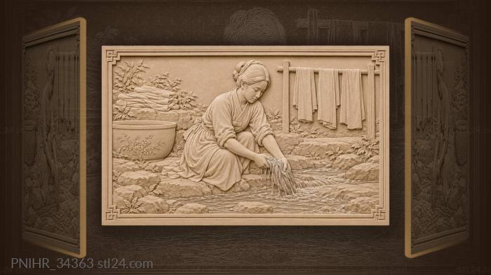 Korean dyer washing blue silk 3d STL model