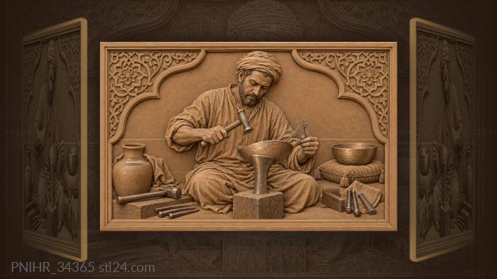 Moroccan smith raises a bowl from a copper disc 3d STL model