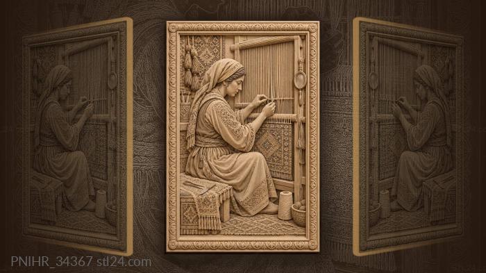Weaver mending warp thread carefully 3d STL model