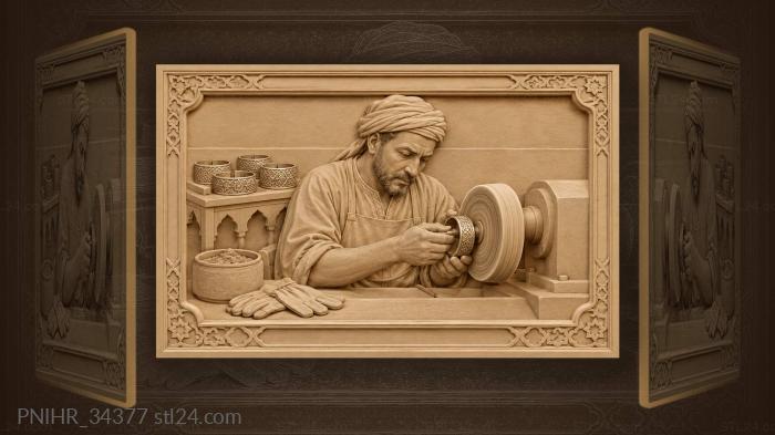 Moroccan silversmith polishing silver bracelet 3d STL model