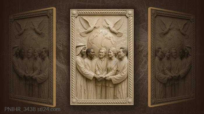 Global unity peaceful handshake diversity 3d STL model
