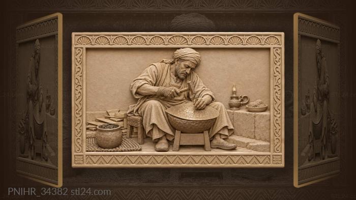 Moroccan chaser hammers arabesque into brass 3d STL model