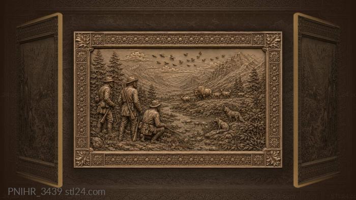 Hunters watching wild animals roam 3d STL model