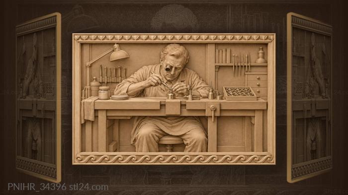 Clockmaker polishes a steel pivot 3d STL model