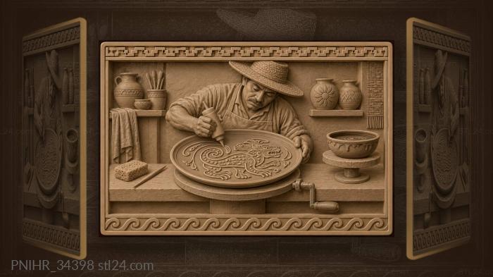 Potter creating swirling animal design 3d STL model