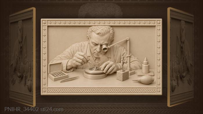 Watchmaker polishing tiny ruby bearing 3d STL model