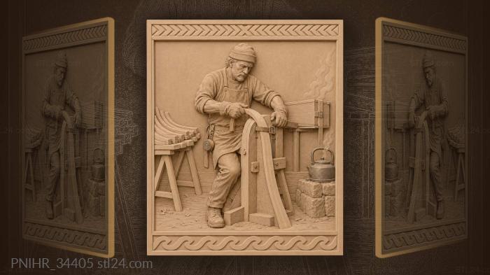 Boat builder bending wood steam 3d STL model