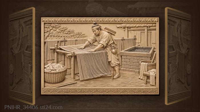 Korean dyer smooths cloth on rack 3d STL model