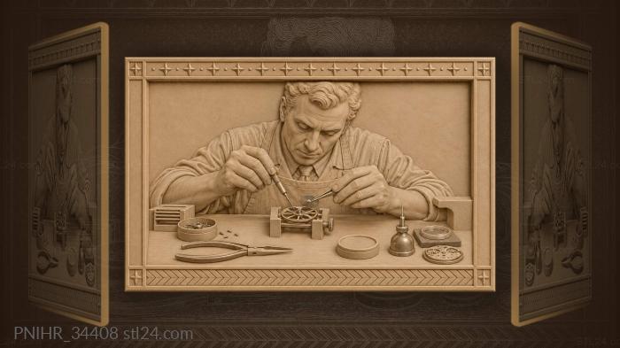 Watchmaker assembling delicate balance spring 3d STL model