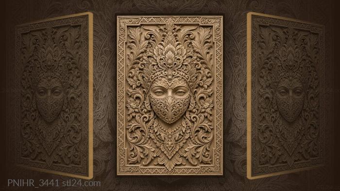 Masked face with floral crown 3d STL model
