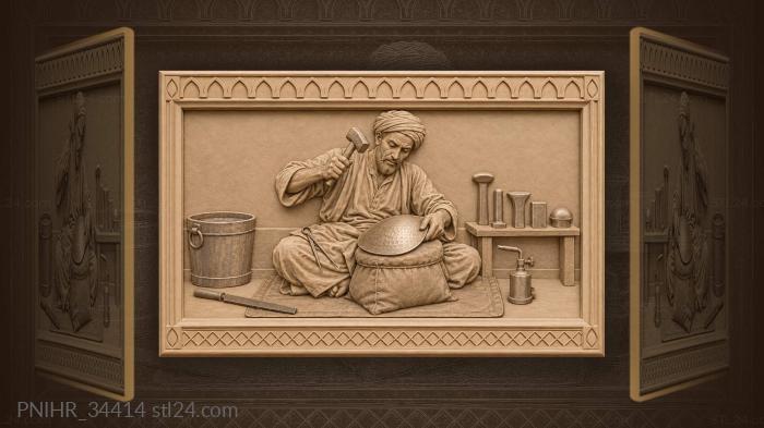 Copper beater forms a deep bowl over a sandbag 3d STL model