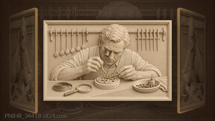 Swiss artisan fits the wheel onto silverwork 3d STL model