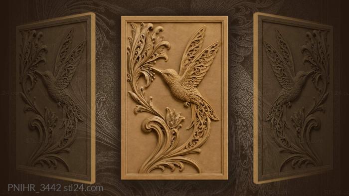 Hummingbird sipping from vibrant bloom 3d STL model