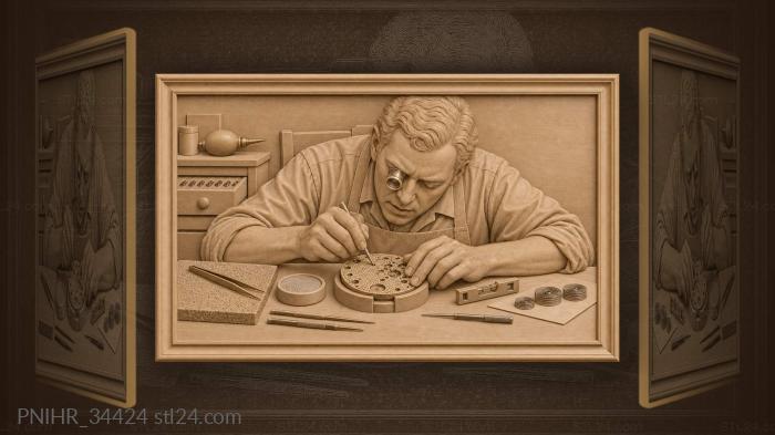 Watchmaker at work precision details 3d STL model