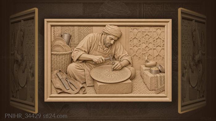 Artisan dots brass around central rosette 3d STL model