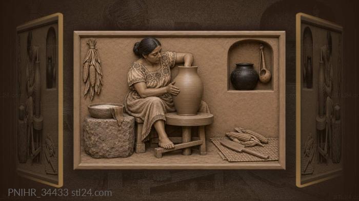 Mexican potter at the wheel 3d STL model