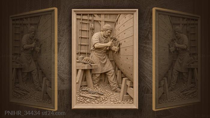 Boatbuilder drives a copper rivet through a lap joint 3d STL model