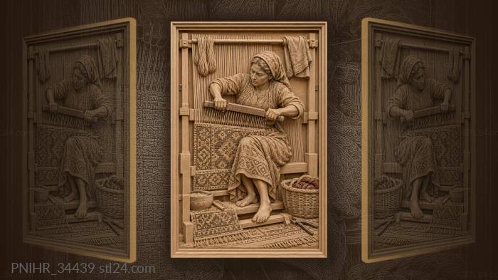 Weaver at work with comb 3d STL model