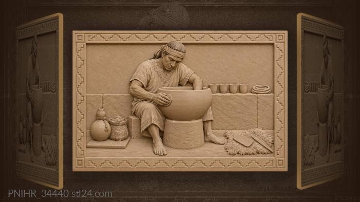 River stone smoothing the side of a bowl 3d STL model